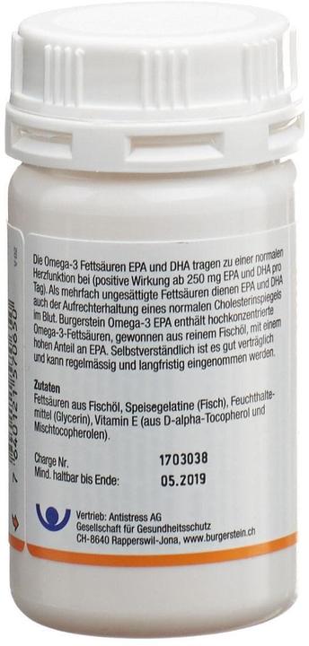 Valeurs nutritives et ingrédients Burgerstein Oméga-3 EPA (50 pièce(s), Capsules, 50 g)