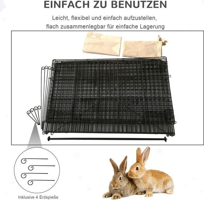 Produktbild Swisshandel24 Freigehege Freilaufgehege mit Sonnenschutz Kleintiergehege Kaninchenstall aussen Kaninchen Aussengeh
