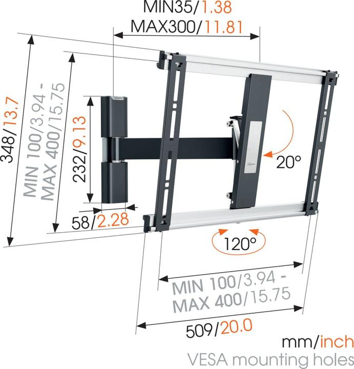 Immagine prodotto Vogels Sottile 425 (Muro, 55", 18 kg)