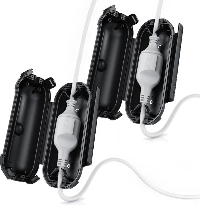 Immagine prodotto Bearware 2x Kabelbox outdoor schwarz 210 x 85mm, IP44 Garten Schutzbox wetterbeständig für Verlängerungskabel
