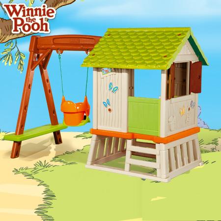 Smoby Cabane Winnie l'ourson avec balançoire et toboggan