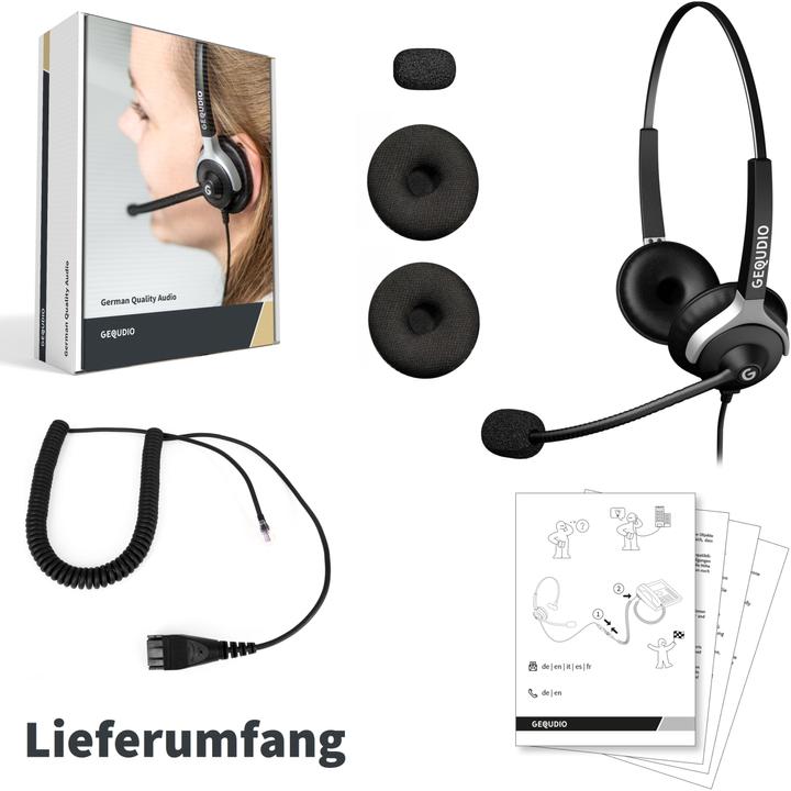 Actual product image Gequdio Headset 2-ear compatible for Unify/Siemens telephones including connection cable (Cable)