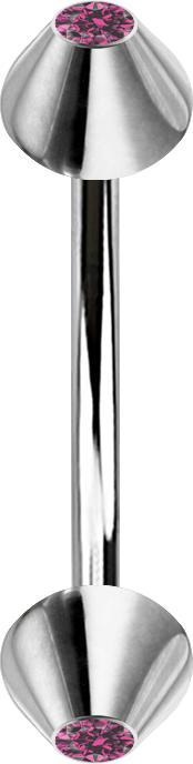 Produktbild Star Piercing Micro Banane silber mit zwei Cones Kristall pink (ohne Messing, Chirurgenstahl 316L)