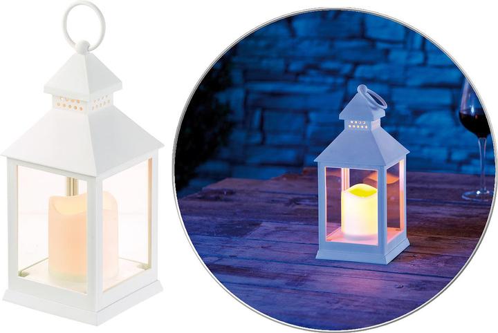 Produktbild Lunartec Laterne mit flackernder LED-Kerze und Timer, Batteriebetrieb, weiss (1 x)