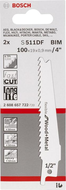 Actual product image Bosch Professional Zubehör Sabre saw blade S 511 DF, 100 x