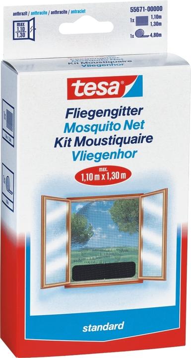 Produktbild tesa Insektenschutz STANDARD für Fenster, mit Klettband, ohne Bohren (110 x 130 cm)
