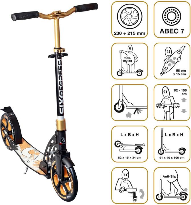 Produktbild Six Degrees Aluminium Scooter 230/215 mm gold
