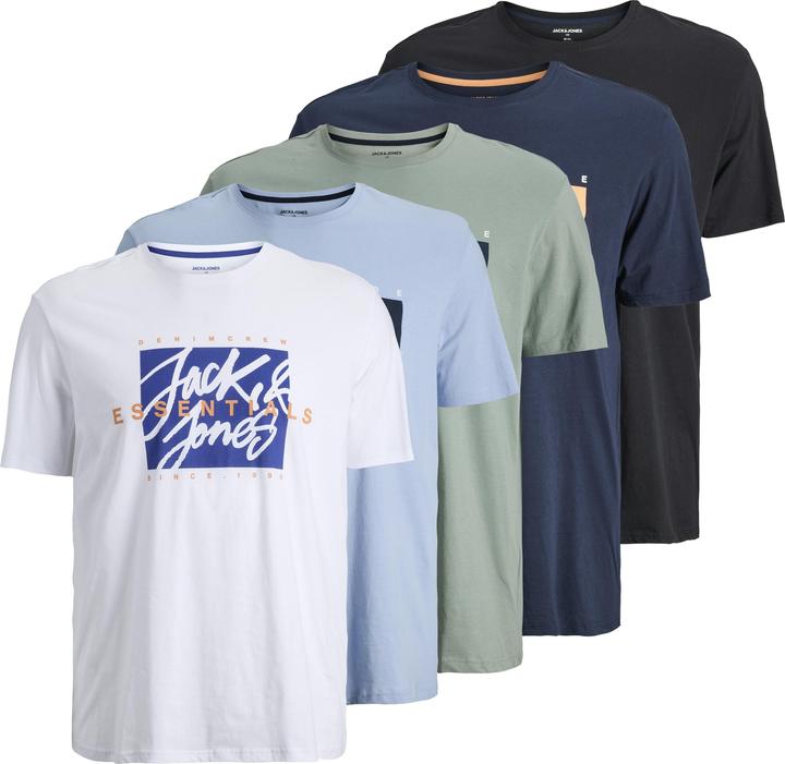 Jack & Jones Plus Size 5er-pack Gedruckt T-shirt T-shirt (6XL)