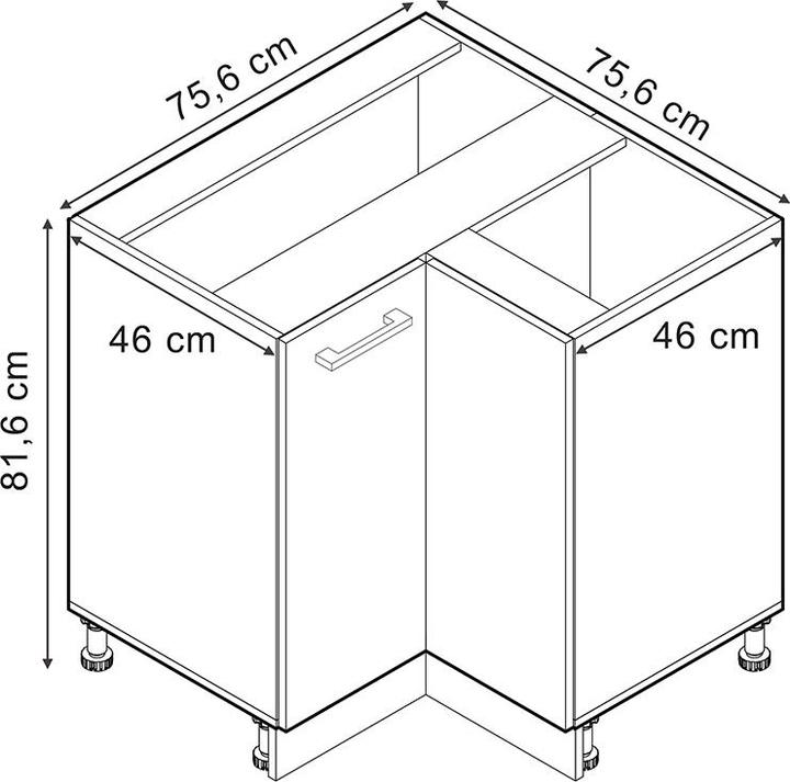 Actual product image Vicco Eckunterschrank R-Line (75.5 x 46 x 81.5 cm)