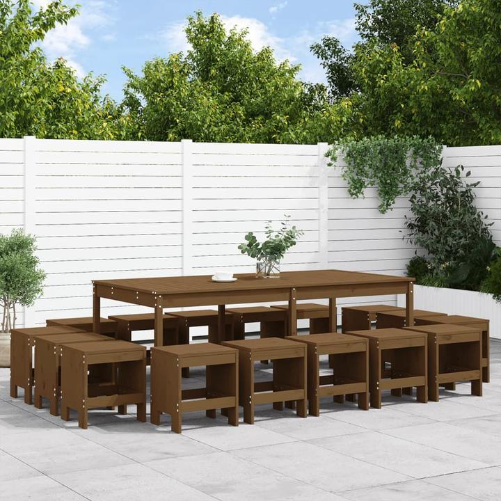 Produktbild VidaXL 17-tlg. Garten-Essgruppe Honigbraun Massivholz (100 cm)