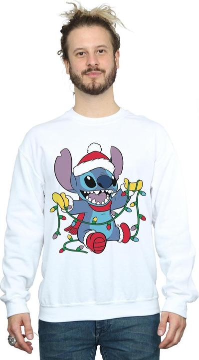 Actual product image Disney Mens Lilo And Stitch Christmas Lights Sweatshirt (XXL)