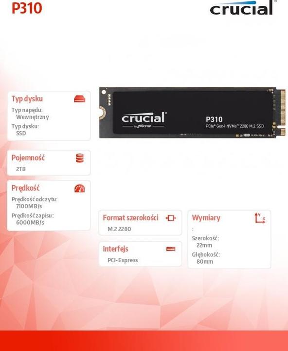 Actual product image Crucial P310 (2000 GB, M.2 2280)