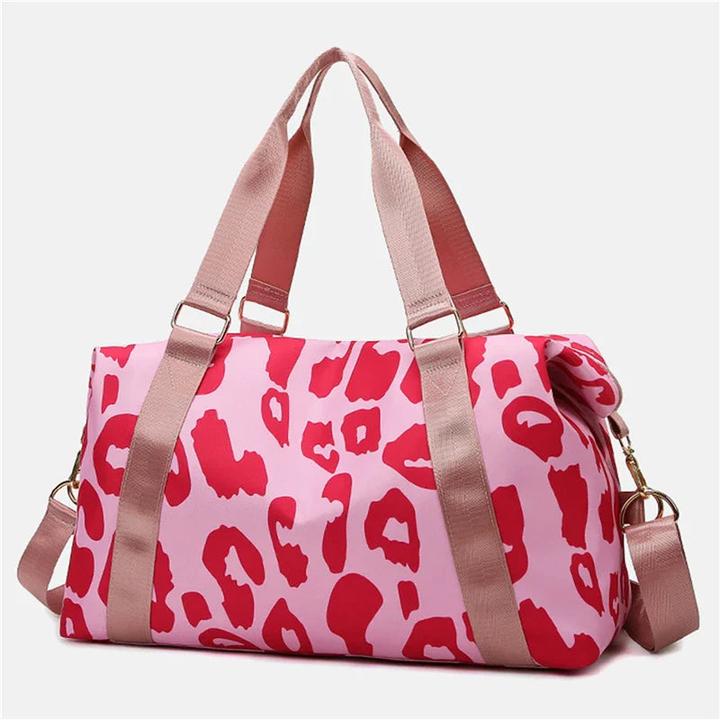 Only-Bags.Store Modische Reisetaschen Leopard Big Nylon Tote Fitness Gym Weekend Handbags Nass- und Trockentrennung