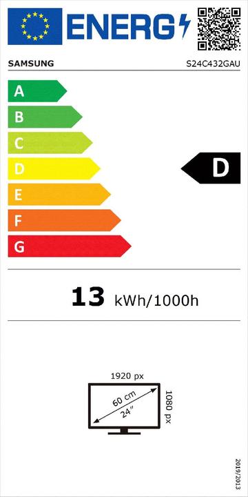 Energie-Label Samsung / IPS / 1920x1080 / 250cd/m2 / 1ms & 100hz / DP, HDMI, USB3.0 / HAS (1920 x 1080 Pixel, 24")