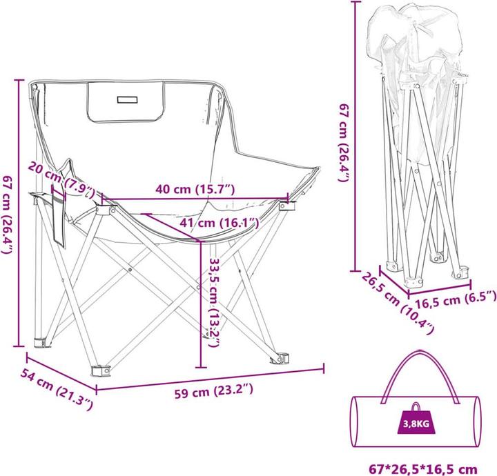 Actual product image VidaXL Camping chairs 2 pcs. with folding bag