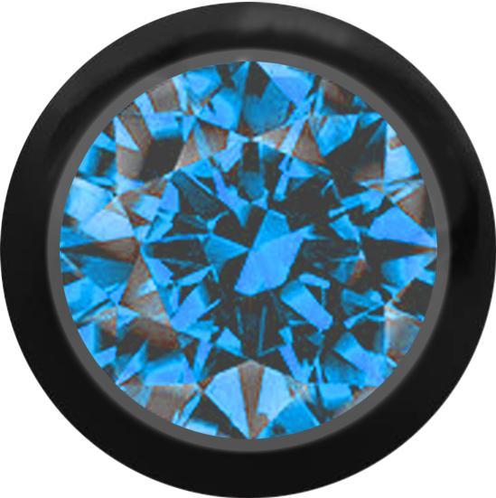 Produktbild Star Piercing Kugel schwarz mit Kristall hellblau (ohne Messing, Titan G23)