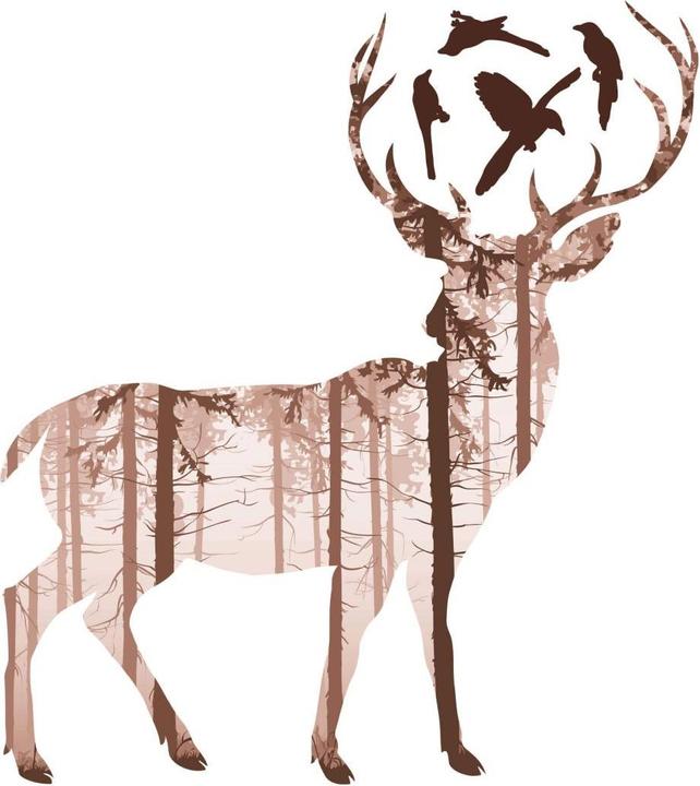 Immagine prodotto Trenddeko Sagoma del cervo (36 x 40 cm, 53 x 60 cm, 107 x 120 cm, 90 x 100 cm, 71 x 80 cm)