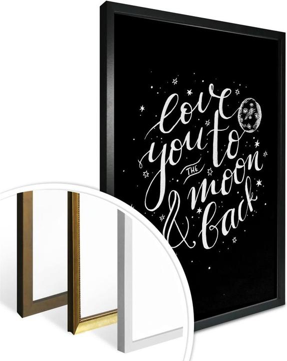 Produktbild Trenddeko Love you to the moon and back - handlettering - schwarz negativ (120 x 150 cm)