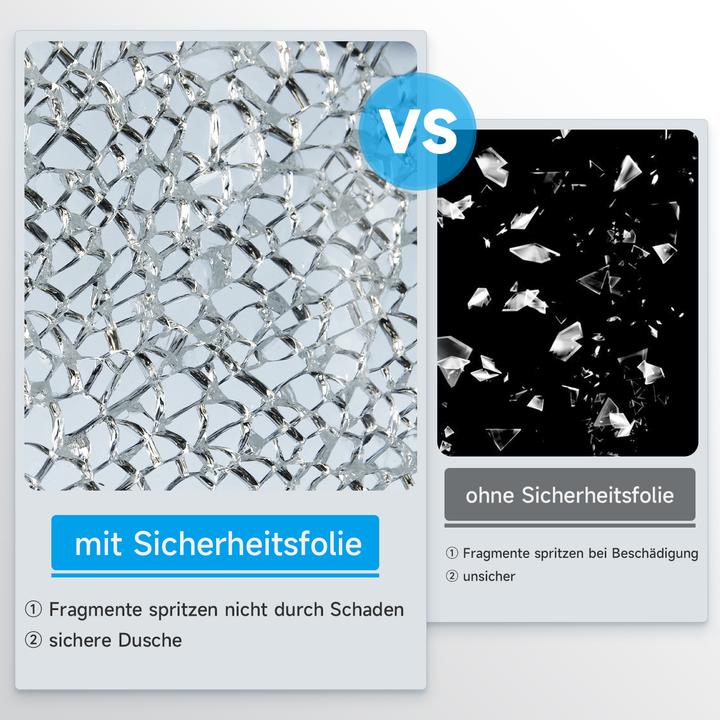 Produktbild SONNI Duschkabine eintürig, rahmenlos, begehbar, NANO behandeltes Glas 90x200 cm (120 cm, 120 cm, 200 cm)