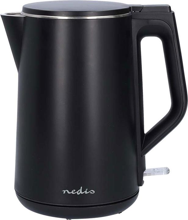 Produktbild Nedis Wasserkocher | 1.5 l | Plastik | Schwarz | Um 360 Grad drehbar | Verdecktes Heizelement | Stri (1.50 l)