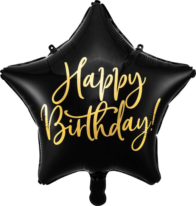 Produktbild Amscan Folien-Ballon Stern Schwarz Happy Birthday (1 x)