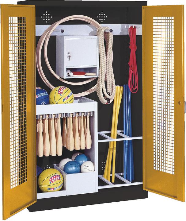 Produktbild C+P Sportgeräteschrank (HxBxT: 195x120x50 cm, mit Lochblech-Flügeltüren, Typ 1)