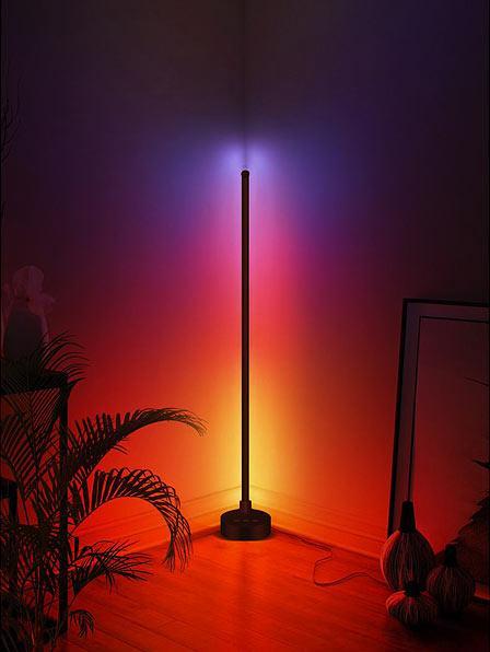 Produktbild Luminea WLAN-LED-Steh-/Eck-Leuchte mit App, 12 Watt, schwarz (750 lm)