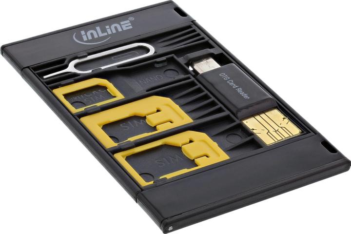 Produktbild InLine SIM-BOX Simkartenadapter und Zubehoerbox mit OTG Kartenleser