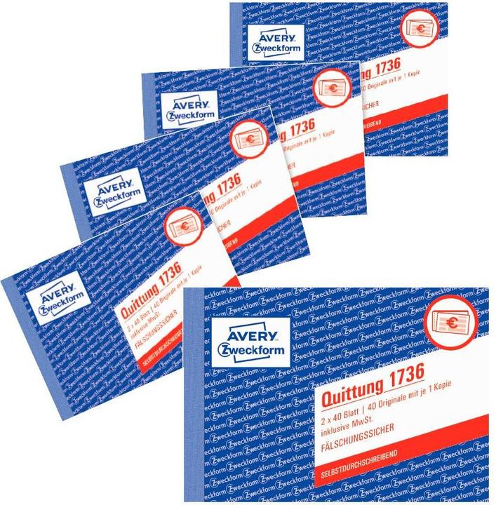 Produktbild Avery Formularbuch "Quittung", SD, 4+1 GRATIS (40 x)