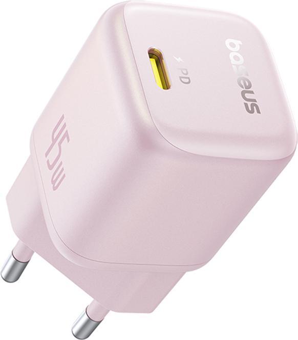 Actual product image Baseus - Wall Charger PicoGo (P10176800413-00) - GaN, Fast Charging, 45W, USB-C - Baby Pink (45 W)