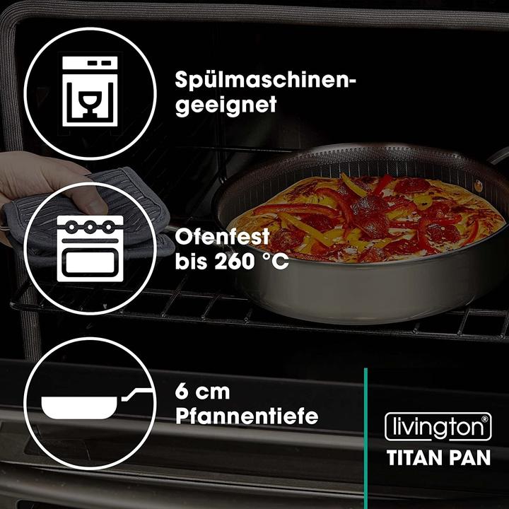 Immagine prodotto Livington Titan Pan (26.50 cm, Padella per friggere, Acciaio inossidabile, Alluminio)