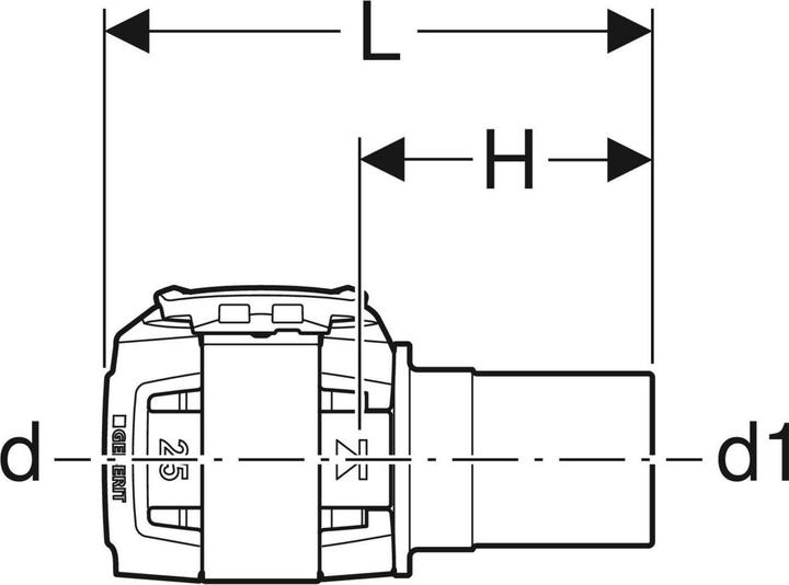 Actual product image Geberit FlowFit transition to Mapress 25 x 22 mm with insertion end 620232001 (Press connection)