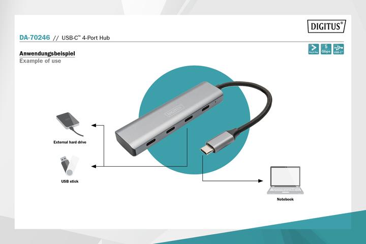 Actual product image Digitus DA-70246 (USB-C, 4 Ports)