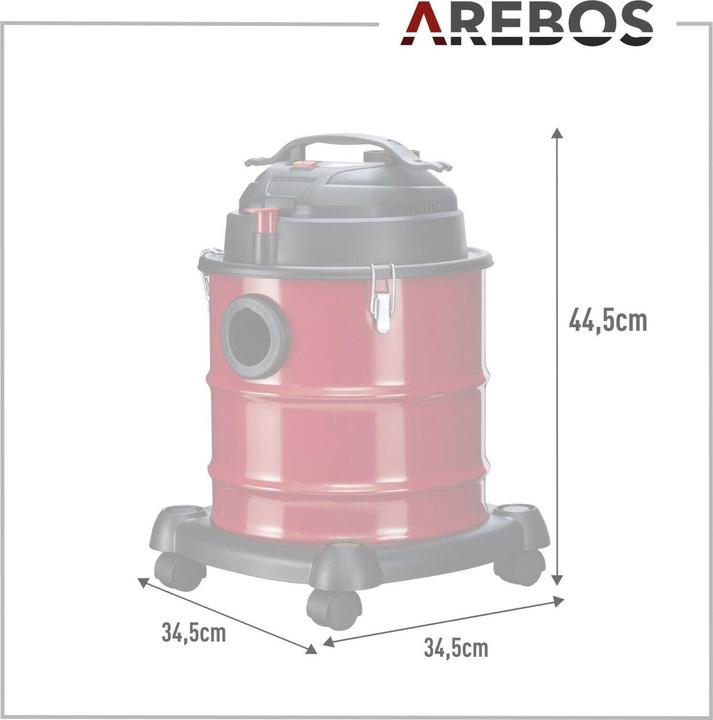 Immagine prodotto Arebos Aspiratore per cenere 1200 W - 20 L Premium (Aspirapolvere cenere)