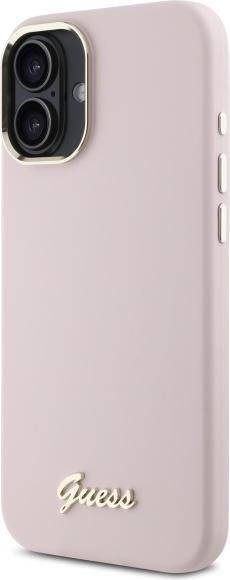 Immagine prodotto Guess GUHCP16MSMBSLP iPhone 16 Plus 6.7" różowy/rosa Custodia rigida in silicone Script Metal Logo & Frame
