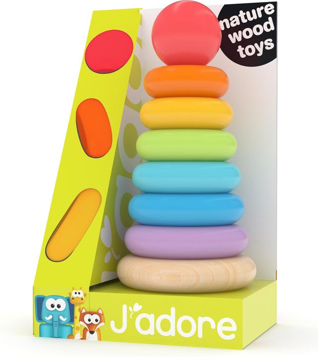 Immagine prodotto J'adore Impilatore di anelli in legno arcobaleno