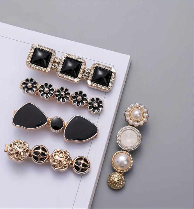 Produktbild Activity Board 5pcs Elegante Haar Seite Clips Faux Perle Dekorative Haar Pony Clips Strass Pony Clips Trendy (5 Stk.)
