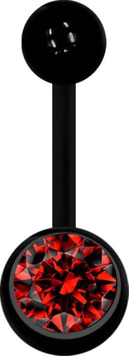 Produktbild Star Piercing Banane schwarz mit Kugel und Kugel Kristall rot (Acryl, ohne Messing)