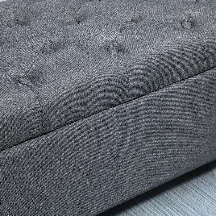 Produktbild Swisshandel24 Sitzbank Polsterbank mit Stauraum Truhenbank Flur Schlafzimmer Wohnzimmer leinenartiges Polyester Gu (100 cm)