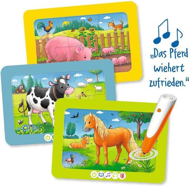 Produktbild Ravensburger tiptoi Puzzle 00229 - 3 erste Puzzles: Bauernhoftiere, niedliche Rahmenpuzzles für (18 Teile)