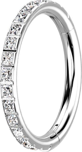 Produktbild Star Piercing Micro Segmentring klappbar silber seitlich quadratische Kristalle silber (ohne Messing, Titan G23)
