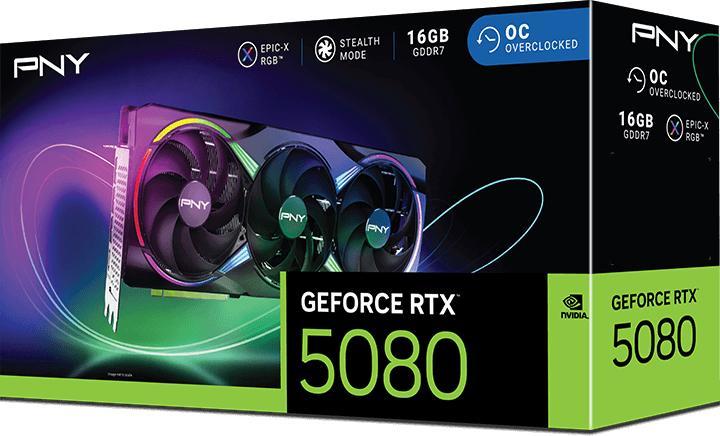 Actual product image PNY GeForce RTX 5080 ARGB Epic-X RGB Overclocked Triple Fan (16 GB)