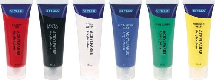 Image du produit Stylex Peintures acryliques, lot de 6 (6 couleurs différentes, 75 ml)