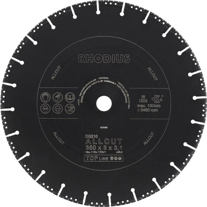 Produktbild Rhodius Diamanttrennscheibe DG210 ALLCUT | Ø 350 x 3,0 x 3,1 x 25,40mm gerade
