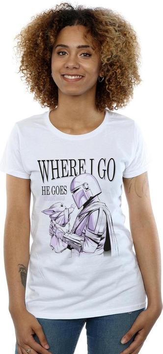 Actual product image Star Wars Womens/Ladies The Mandalorian Where I Go Cotton T-Shirt (S)