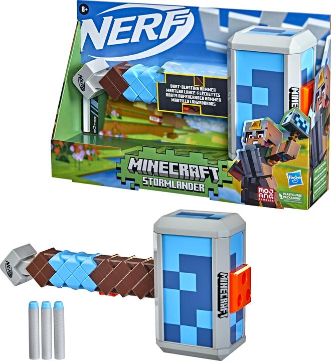 Actual product image Nerf Darts Firing Minecraft Stormlander Hammer
