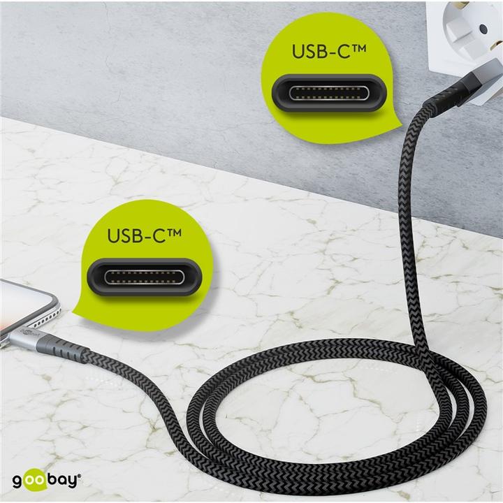 Image du produit Goobay Câble USB-C, textile, connecteur métallique, extra-résistant (0.50 m, USB 2.0)