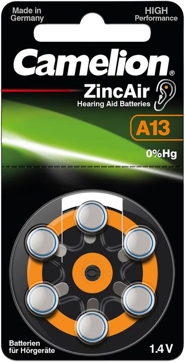 Actual product image Camelion A13 - Disposable battery - zinc air - 1.4 V - 6 piece(s) - silver - 48 mm (6 pcs., A13, 280 mAh)