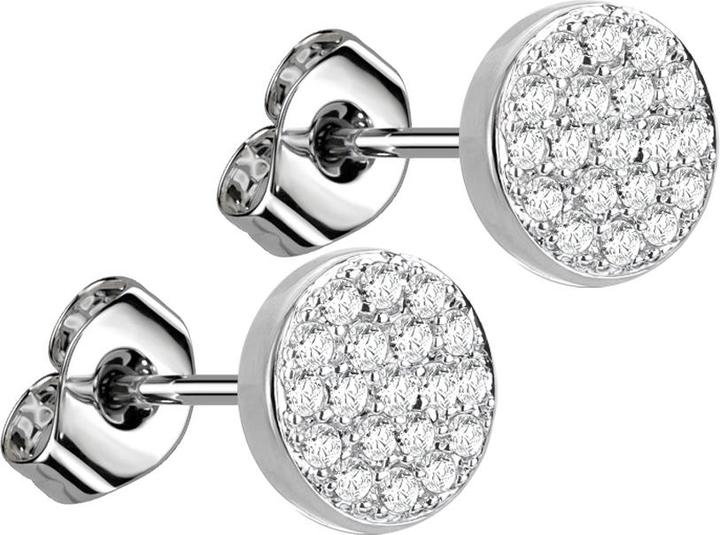 Image du produit Star Piercing Boucles d'oreilles argent avec cristal argent rond (Laiton, Acier chirurgical 316L)