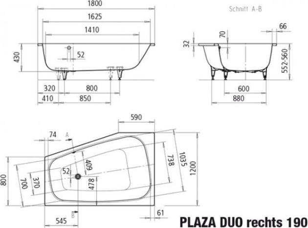 Produktbild Kaldewei Plaza Duo rechts 190 180x120cm